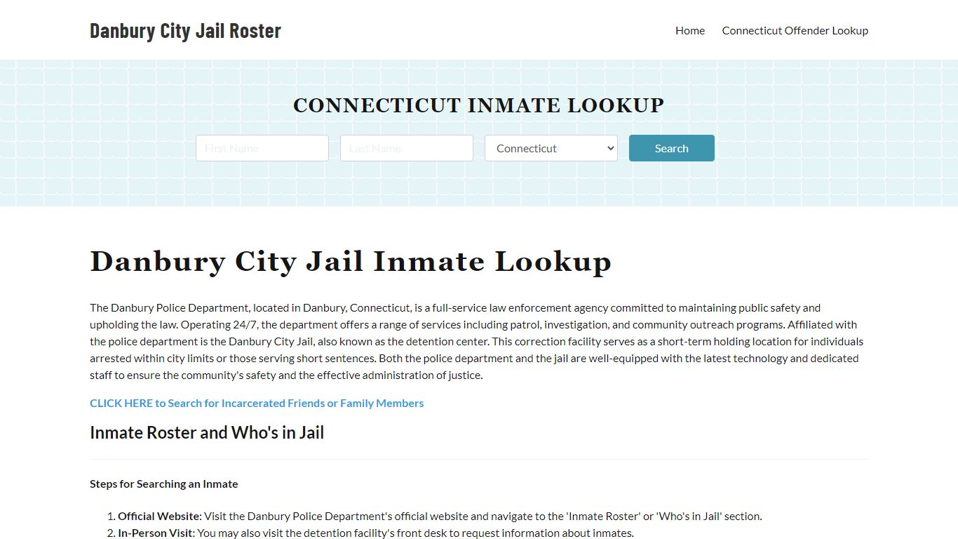 Danbury Police Department & City Jail, CT Inmate Roster, Arrests, Mugshots