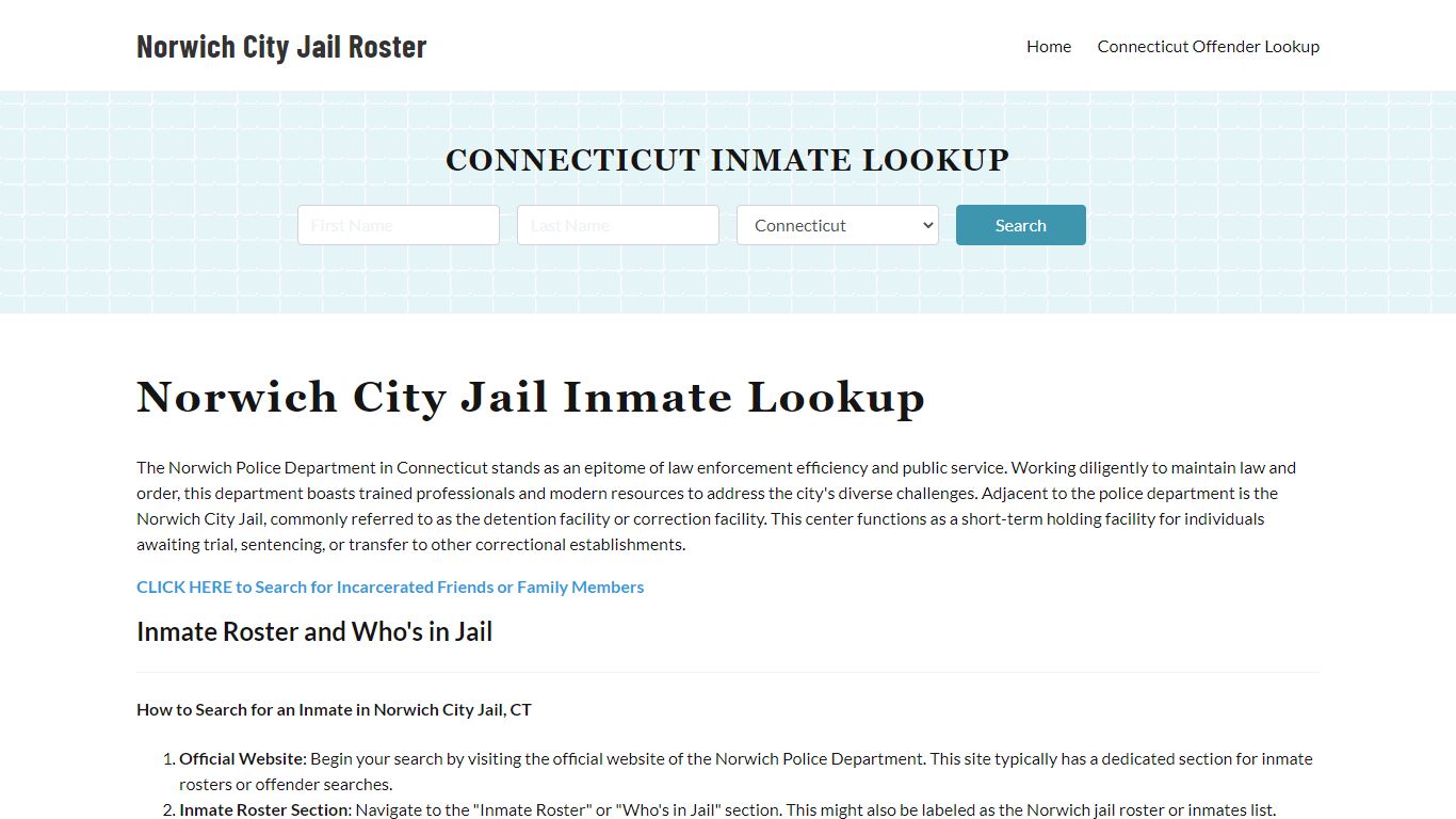 Norwich Police Department & City Jail, CT Inmate Roster, Arrests, Mugshots